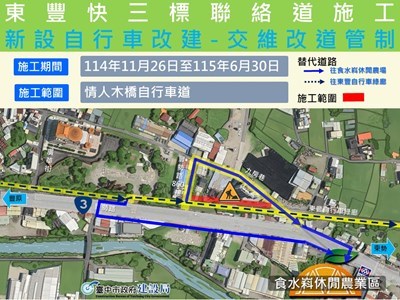 東豐快持續邁進跨越台3線-石岡豐勢路及東豐鐵馬道至630止局部改道管制