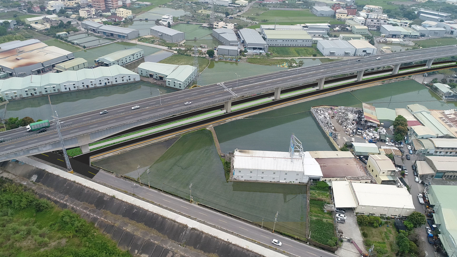 台74線大里聯絡道路高架橋下新闢平面道路完工模擬圖