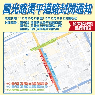 大幅減少道路重複開挖-中市建設局將辦理國光路燙平計畫